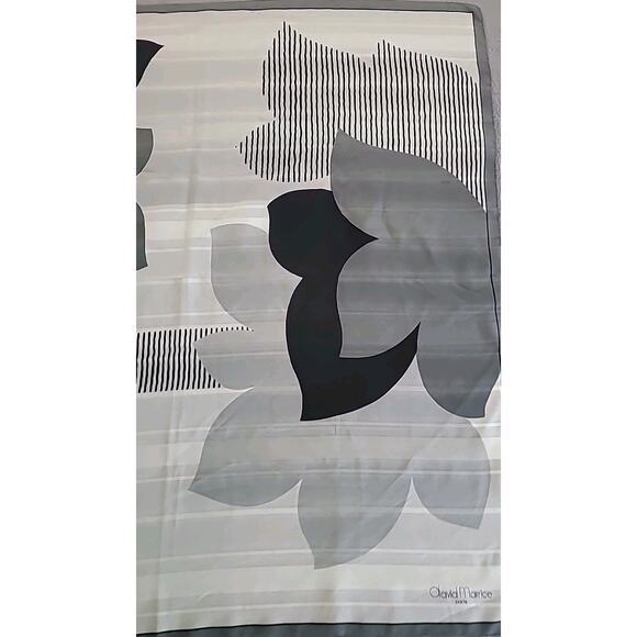 David Marrice Paris Black White Floral Scarf – Artistic Unisex Cravat - Picture 5 of 6